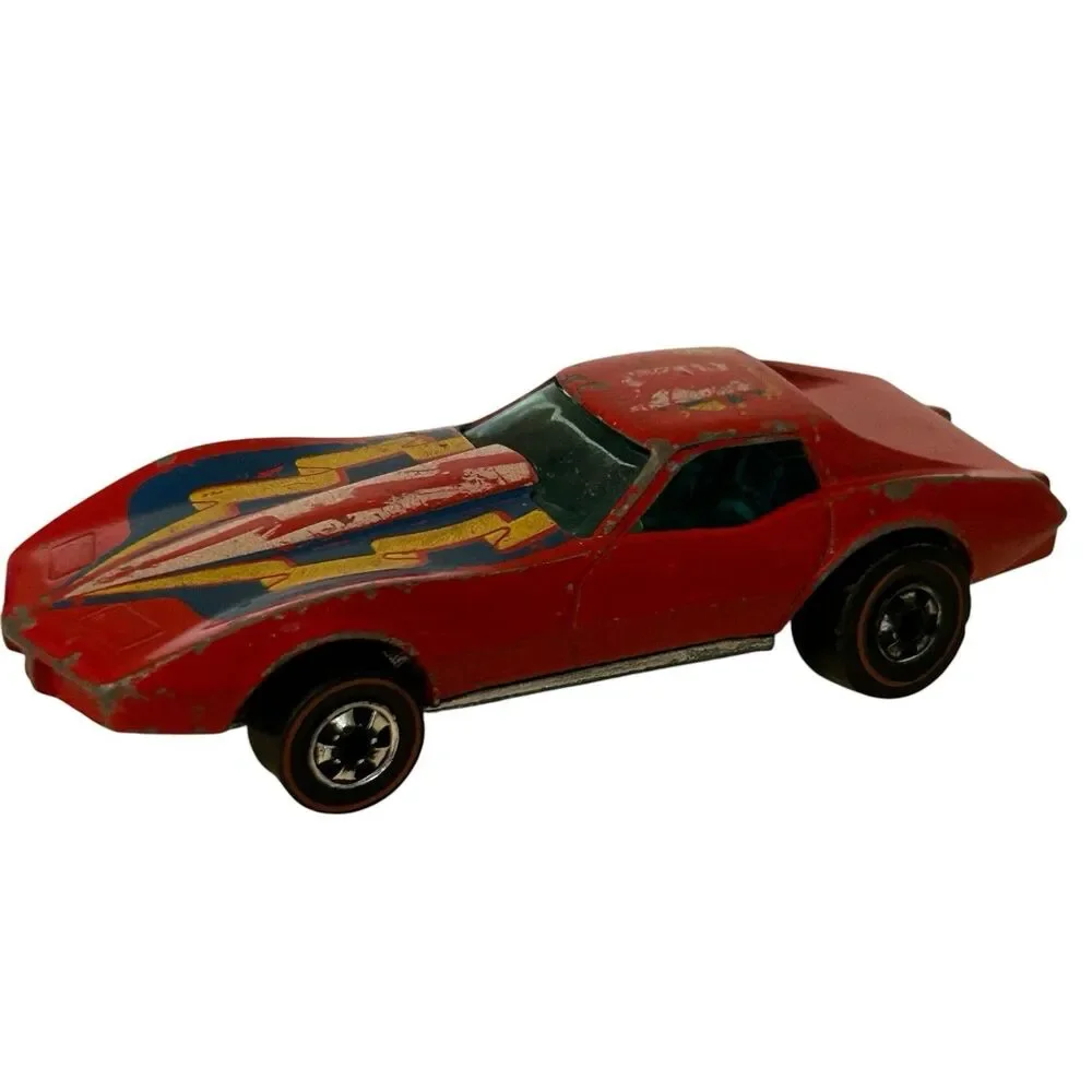 Vintage Hot Wheels Redline 1975 Corvette Stingray Flying Colors Red Hong Kong